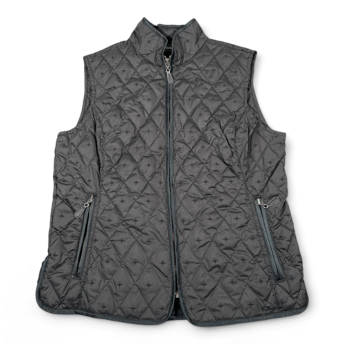 Eddie Bauer Vest Womens MEDIUM Black Goose Down Quilted Puffer Outdoor Hiking