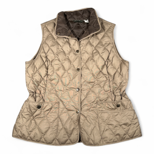 Eddie Bauer Vest Womens LARGE Brown Goose Down Quilted Puffer Barn Chore EB550