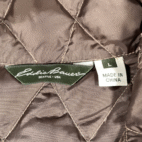 Eddie Bauer Vest Womens LARGE Brown Goose Down Quilted Puffer Barn Chore EB550