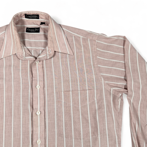 Vintage Christian Dior Shirt Adult LARGE Red Striped Dress Monsieur USA Made 80s