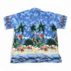 Vintage Hawaiian Shirt Adult LARGE Blue Go Hawaii Aloha Parrot Beach Surf 80s