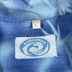 Vintage Hawaiian Shirt Adult LARGE Blue Go Hawaii Aloha Parrot Beach Surf 80s