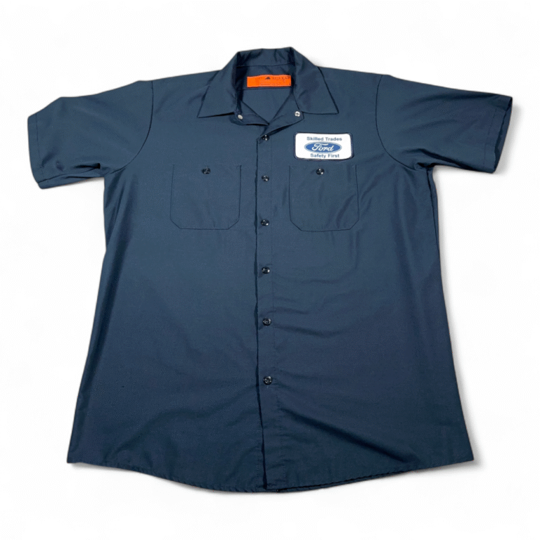 Vintage Ford Shirt Adult LARGE Blue Red Kap Work Mechanic Uniform USA Patch 90s