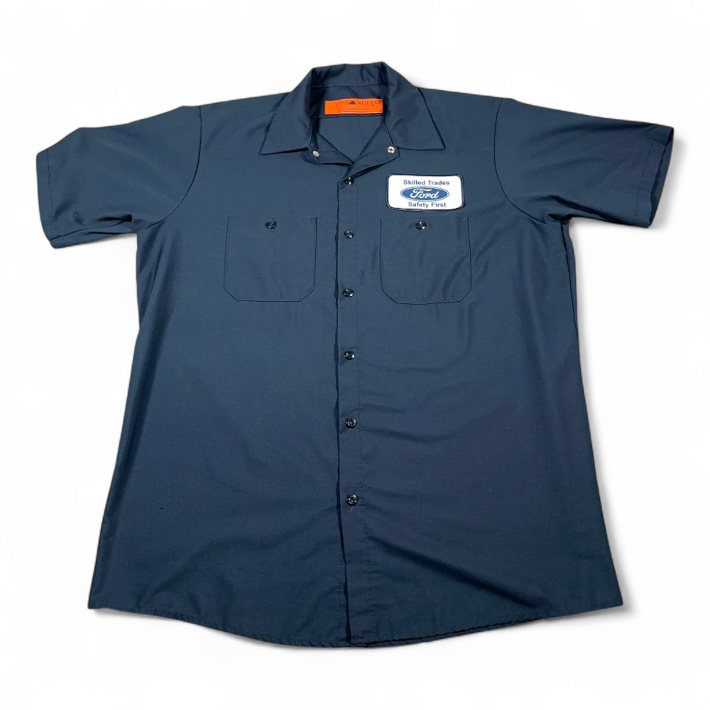 Vintage Ford Shirt Adult LARGE Blue Red Kap Work Mechanic Uniform USA Patch 90s-1 Vintage Ford Shirt Adult LARGE Blue Red Kap Work Mechanic Uniform USA Patch 90s