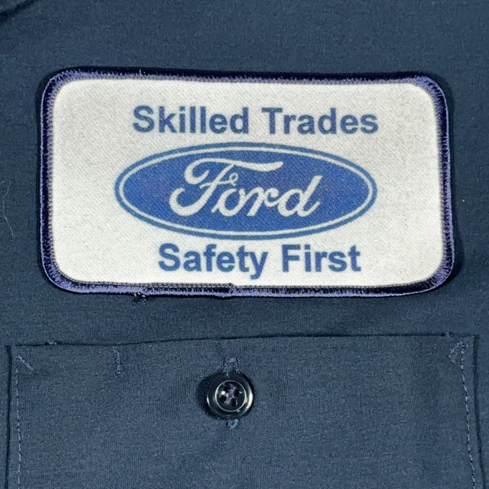 Vintage Ford Shirt Adult LARGE Blue Red Kap Work Mechanic Uniform USA Patch 90s-5 Vintage Ford Shirt Adult LARGE Blue Red Kap Work Mechanic Uniform USA Patch 90s
