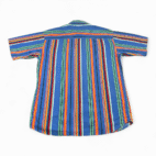 Vintage Impact Shirt Adult LARGE Blue Green Striped Rainbow Colorful Preppy 90s