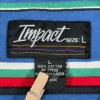 Vintage Impact Shirt Adult LARGE Blue Green Striped Rainbow Colorful Preppy 90s