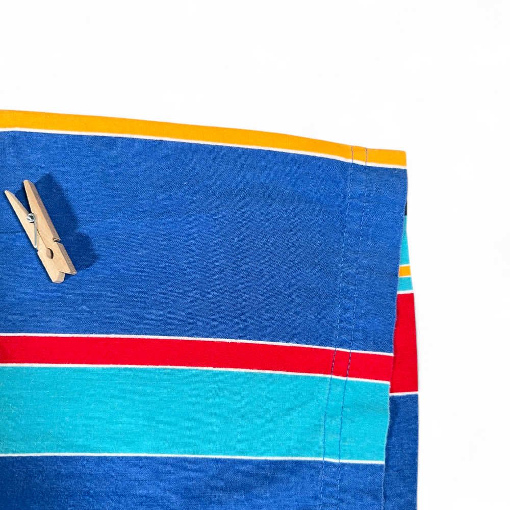 Vintage Impact Shirt Adult LARGE Blue Striped Rainbow Colorful Preppy Retro 90s