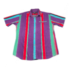 Vintage Impact Shirt Adult LARGE Purple Striped Red Rainbow Colorful Preppy 90s