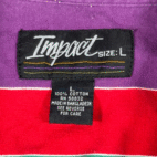 Vintage Impact Shirt Adult LARGE Purple Striped Red Rainbow Colorful Preppy 90s
