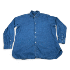 Ralph Lauren Shirt Adult 2XL Blue Indigo Oxford Chambray Dark Geometric Preppy