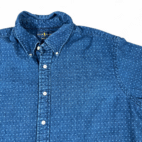 Ralph Lauren Shirt Adult 2XL Blue Indigo Oxford Chambray Dark Geometric Preppy