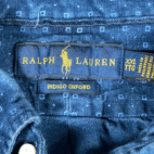 Ralph Lauren Shirt Adult 2XL Blue Indigo Oxford Chambray Dark Geometric Preppy