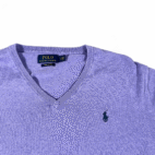 Polo Ralph Lauren Sweater Adult LARGE Purple Pima Cotton V Neck Pony Logo Preppy