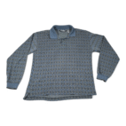 Vintage Knightsbridge Polo Shirt Adult MEDIUM Blue Geometric Art Knit Preppy 90s