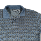 Vintage Knightsbridge Polo Shirt Adult MEDIUM Blue Geometric Art Knit Preppy 90s