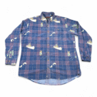 Vintage Fly Fishing Shirt Adult LARGE Blue Flannel Plaid Oakton Limited 80s