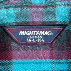 Vintage Mighty Mac Shirt Adult LARGE Purple Plaid Flannel Grunge USA Made 80s