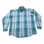 Vintage Alexander Julian Colours Shirt Adult LARGE Blue Plaid Madras Preppy 90s