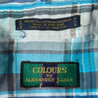 Vintage Alexander Julian Colours Shirt Adult LARGE Blue Plaid Madras Preppy 90s