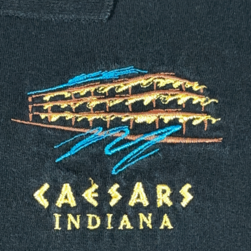Vintage Caesars Indiana Polo Shirt Adult LARGE Black Casino Riverboat Gildan Y2K