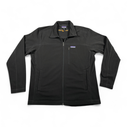 Patagonia Jacket Adult LARGE Black Fleece Micro D Basil Hayden Logo Zip Outdoor