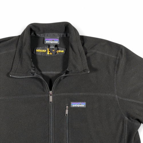 Patagonia Jacket Adult LARGE Black Fleece Micro D Basil Hayden Logo Zip Outdoor