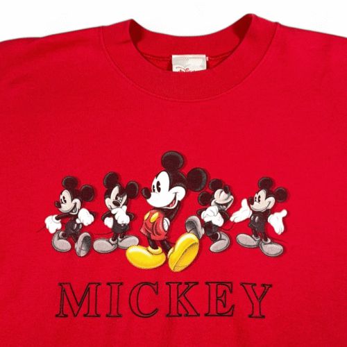Vintage Mickey Mouse Sweater Adult LARGE Red Disney Store Sweatshirt Cartoon 90s