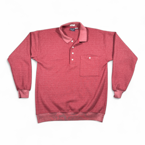 Vintage John Blair Polo Shirt Adult SMALL Red Waffle Knit Thermal Textured 80s