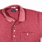 Vintage John Blair Polo Shirt Adult SMALL Red Waffle Knit Thermal Textured 80s