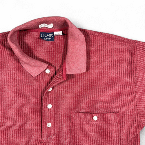 Vintage John Blair Polo Shirt Adult SMALL Red Waffle Knit Thermal Textured 80s-2 Vintage John Blair Polo Shirt Adult SMALL Red Waffle Knit Thermal Textured 80s