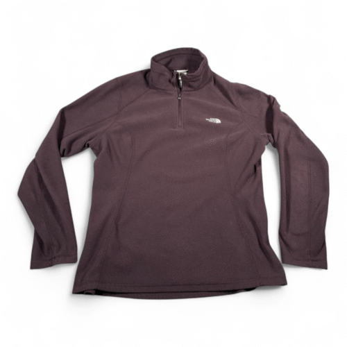 North Face Sweater Womens LARGE Red Fleece Pullover Quarter Zip Outdoor Hiking