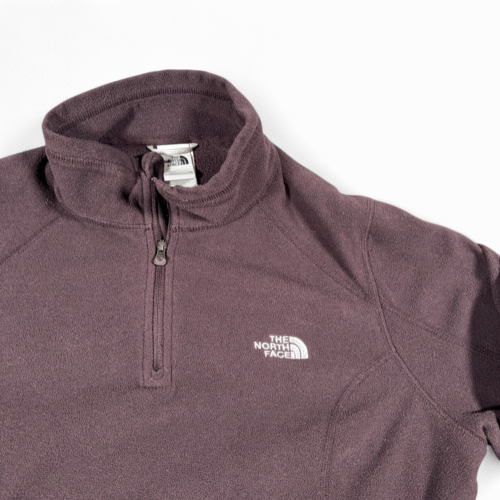 North Face Sweater Womens LARGE Red Fleece Pullover Quarter Zip Outdoor Hiking