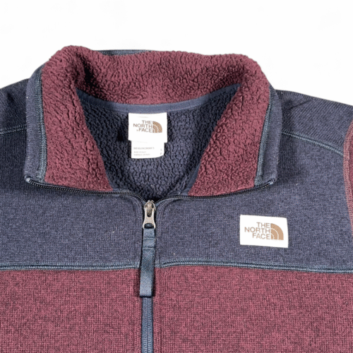 North Face Gordon Lyons Sweater Adult SMALL Red Blue Fleece Pullover Half Zip