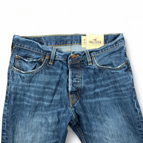Hollister Jeans Mens 34x34 Blue Huntington Slim Straight Button Fly Low Rise Y2K