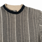 Vintage Knights Sportswear Sweater Adult LARGE Brown Striped Double Collar Y2K