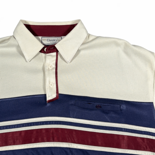 Vintage Classics Palmland Polo Shirt Adult LARGE Blue Colorblock Golf Banded 90s