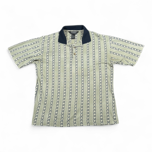 Vintage Knightsbridge Polo Shirt Adult SMALL Green Geometric Striped Art 90s