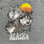 Vintage Wolf Sweater Adult LARGE Gray Alaska Wolves Jerzees Hoodie USA 80s