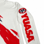 Vintage Yuasa Sport Shirt Adult LARGE White Abstract Racing Batteries USA 90s