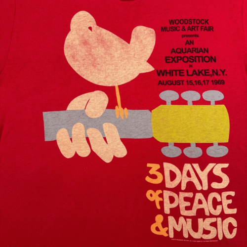 Woodstock Shirt Adult MEDIUM Red 60s Band Music Festival Art Fair Hippie Reprint