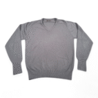 Vintage Harrod Sweater Adult LARGE Gray V Neck Acrylic Knit Raglan Preppy 80s