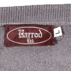 Vintage Harrod Sweater Adult LARGE Gray V Neck Acrylic Knit Raglan Preppy 80s