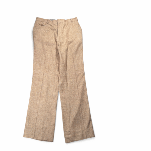 Vintage Herringbone Pants Mens 33x31 Brown Wool Dress Slacks Trousers 70s