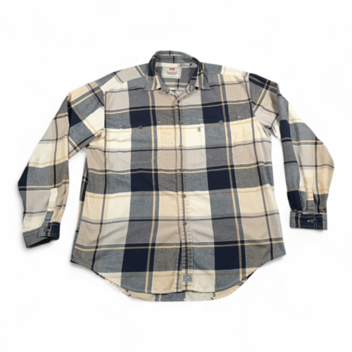 Vintage Levis Shirt Adult EXTRA LARGE Brown Plaid Flannel Workwear Grunge 90s