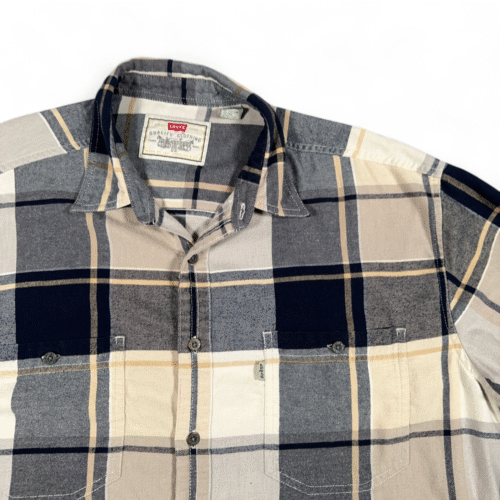 Vintage Levis Shirt Adult EXTRA LARGE Brown Plaid Flannel Workwear Grunge 90s