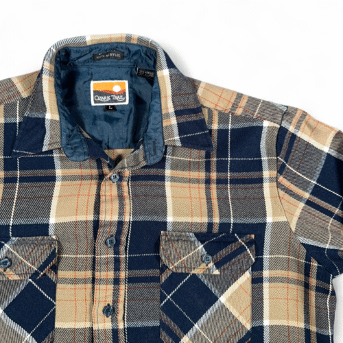 Vintage Ozark Trail Shirt Adult LARGE Blue Plaid Flannel Outdoor Grunge 90s