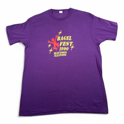 Vintage Bagel Fest Shirt Adult MEDIUM Purple Illinois Screen Stars USA Made 90s