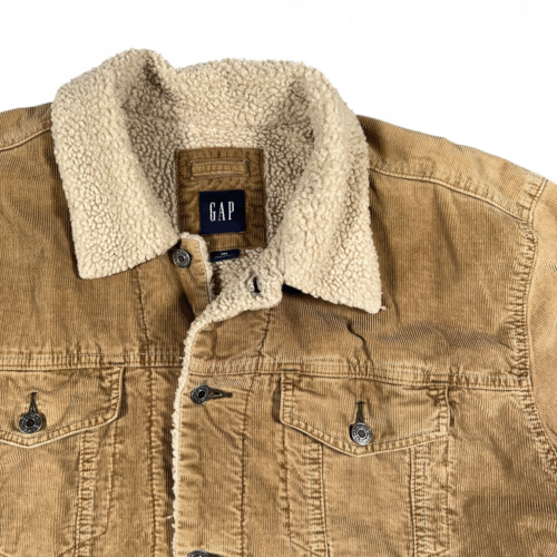 Vintage Gap Jacket Adult 2XL XXL Brown Corduroy Sherpa Lined Trucker Grunge 90s