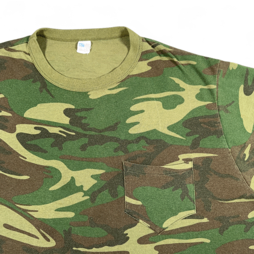 Vintage Camo Shirt Adult EXTRA LARGE Green Woodland Army Military Pocket USA 80s